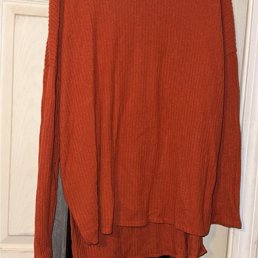 Orange Long Sleeve Knit Top